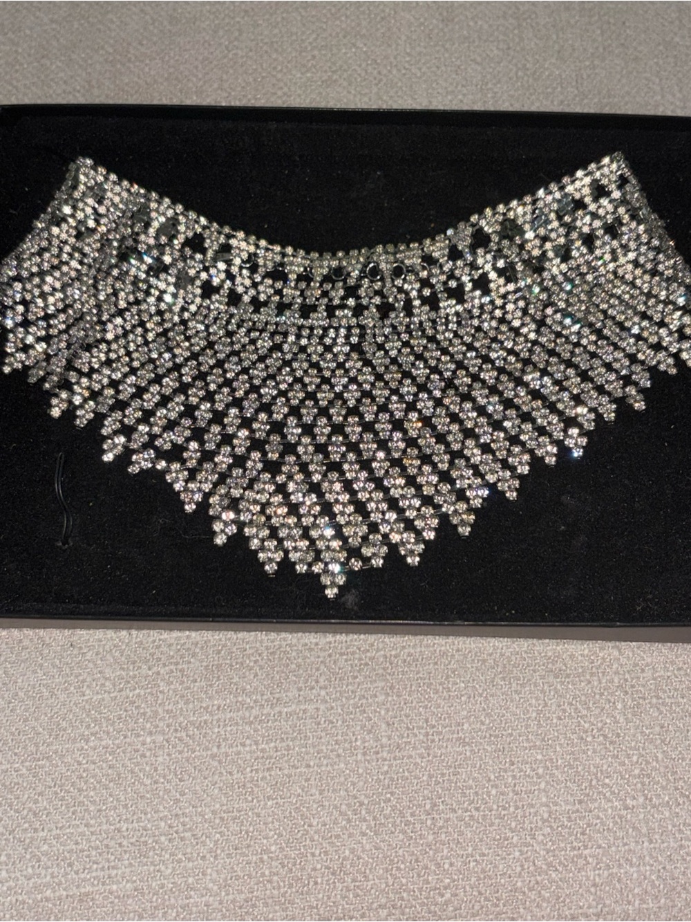 Express Silver Crystal Fringe Bib Necklace